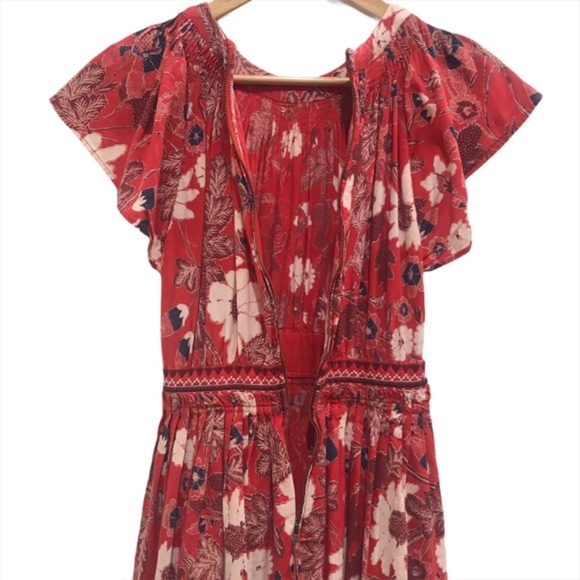 Ulla Johnson Lottie Floral Midi Dress Scarlet Red - Picture 7 of 12